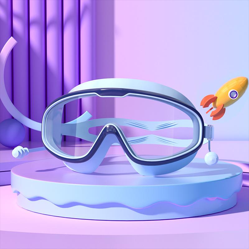 Детские плавательные очки для девочек и мальчиков с большой оправой, водонепроницаемые, противотуманные, HD, прозрачные, для школьников и малышей, плавательные очки