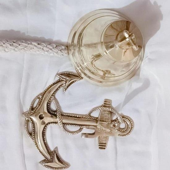 Латунный настенный колокол Морской латунный корабельный колокол с декором в виде якоря подвесной колокол Латунный дверной колокол Подарок на Хэллоуин,