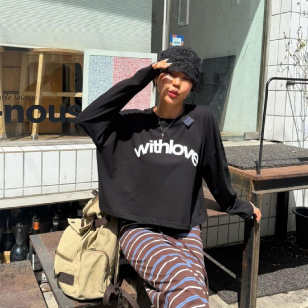 New ArrivalS Open Run Women S Crop Long Sleeve LeTTering Label CoTTon T ShirT