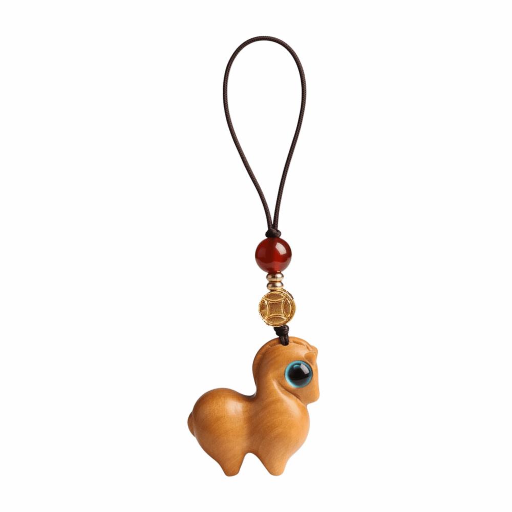 Cartoon Bag Pendant Sandalwood Chinese Style Key Ring Cute Horse Key Chain  Unisex
