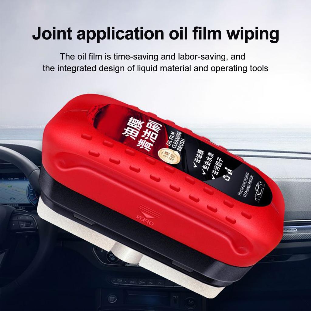 Car Glass Oil Film Cleaner - Car Windshield Oil Film Cleaner, Car Oil Film Cleaning Brush, Glass Oil Film Remover 120ml