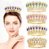 Full Round Colorful Beauty Pageant Crowns Baroque Circular Large Crown Tiaras Bride Headband Accessories Tiara Crown