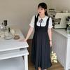 Large size women's clothing polka dot sister small black dress summer new meat covering long short dress 250413