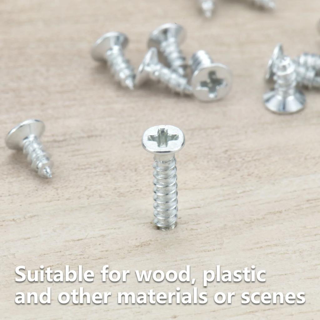 500 шт. M2 Саморезы Phillips Ассортиментный набор 5 размеров Легированная сталь Крестообразный привод Плоская головка Саморезы по дереву DIY