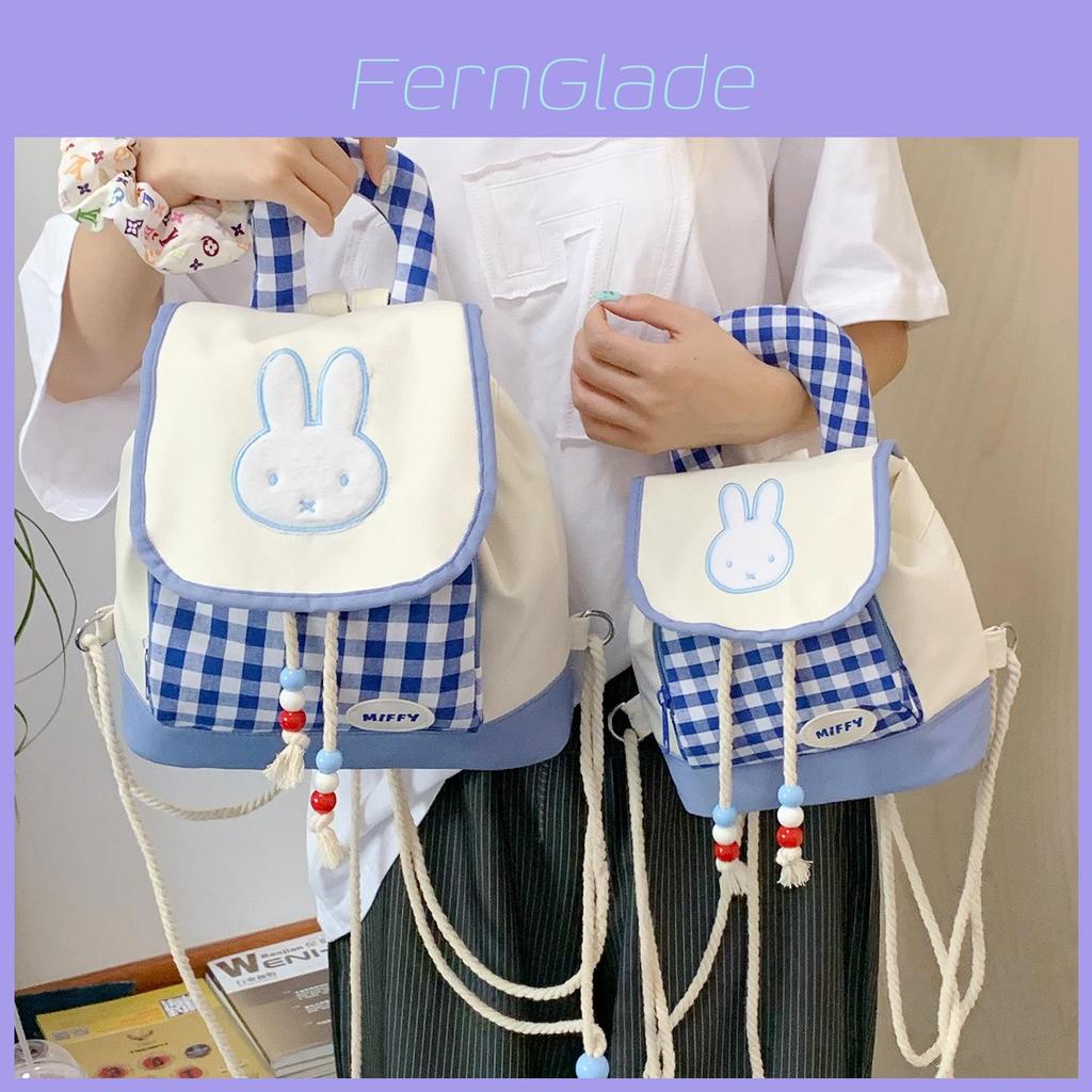 Miffy Cartoon Bunny Mini Backpack For Girls With Nylon Material And Inside Pocket For School Use