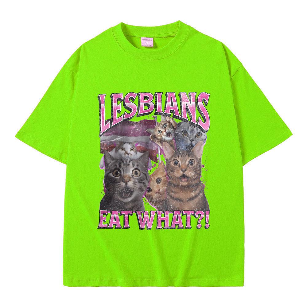 Лесбиянки Едят Что Графическая Футболка Унисекс Повседневная Высококачественная Футболка из Чистого Хлопка Мужская Женская Модная Оверсайз Уличная Одежда Футболки