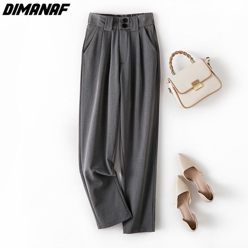 DIMANAF Большой размер Летние длинные брюки Женские брюки Свободные Прямые Повседневные Модные Базовые Брюки Широкие брюки 4XL
