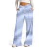 Women's Wide Leg Casual Pants High Waist Striped Sports Pants