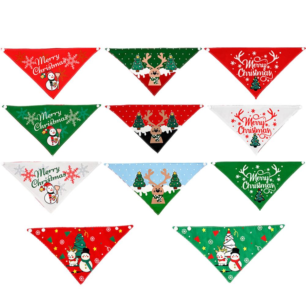 Pet Christmas Scarf Merry Christmas Print Dog & Cat Triangle Scarf Holiday Neckerchief For Teddy Golden Retriever Party Decor