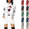 Женское платье-пуловер с капюшоном и карманом с рождественским принтом и длинным рукавом