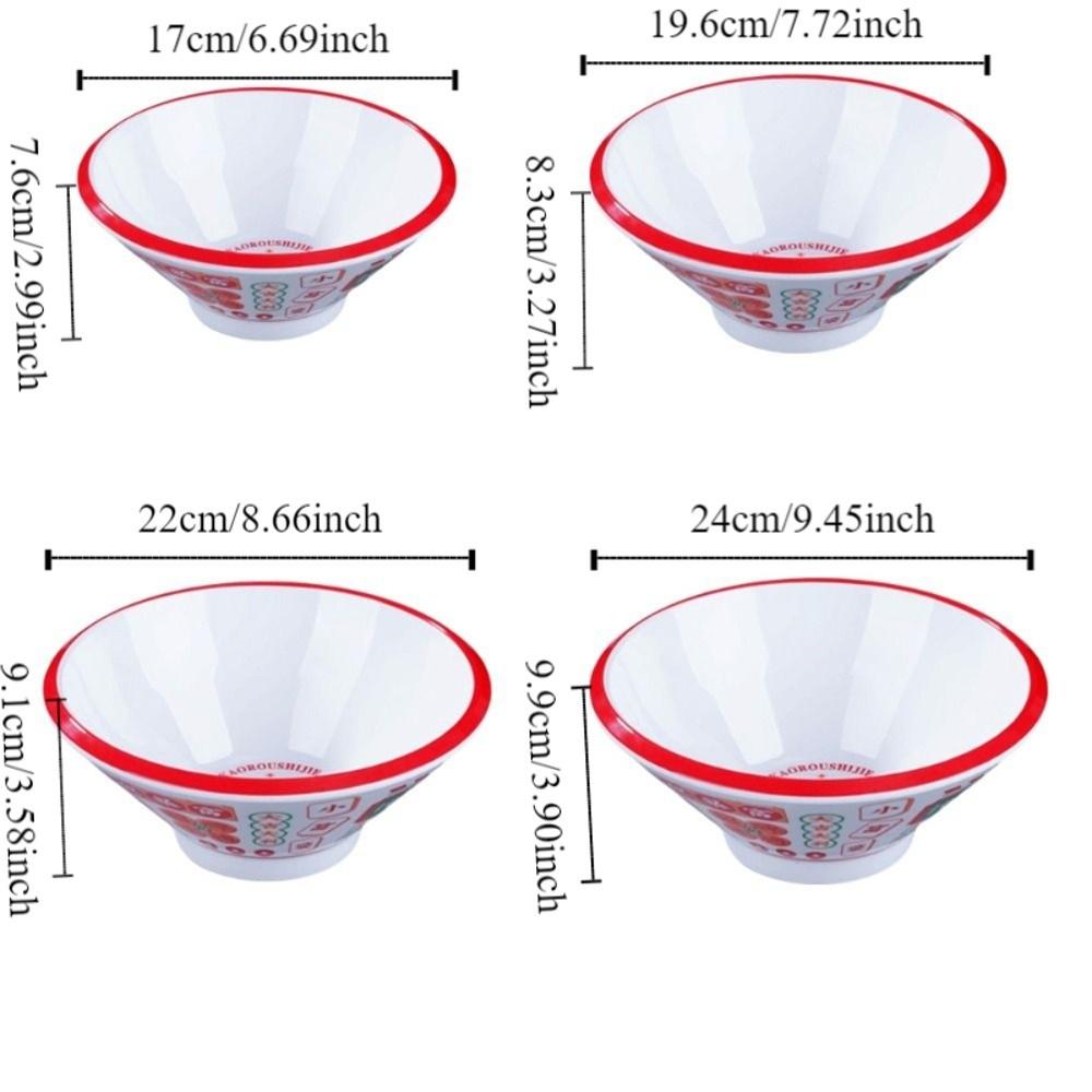 Thickened Melamine Noodle Bowl Imitation Porcelain Chinese Style Ramen Bowl Round Blessing Conical Rice Bowl Cafeteria