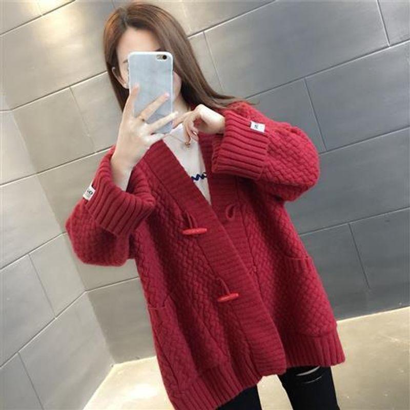 Свитер Кардиган Пальто Женское Осень и Зима Ученица Старшей Школы Ученица Средней Школы 15 Лет 12 Молодежное Утепленное Верхняя Одежда Свитер Топы