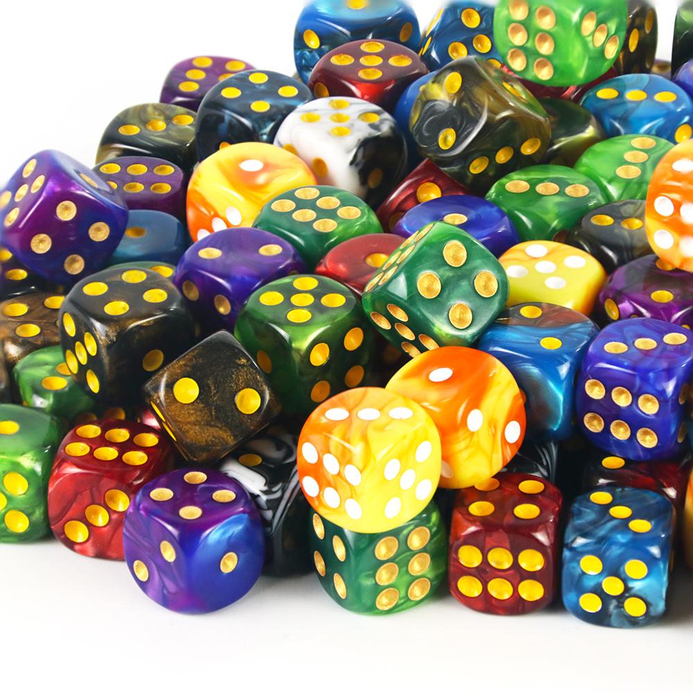 Premium Quality Round Dot D6 Dice Set for Table Board Gaming - 12mm Mixed Color, Pack of 10