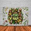Tropical Tiki Bar Photography Backdrop Flower Totem Banner Hawaii Seaside View Background Baby Shower Kids Birthday Party Decor
