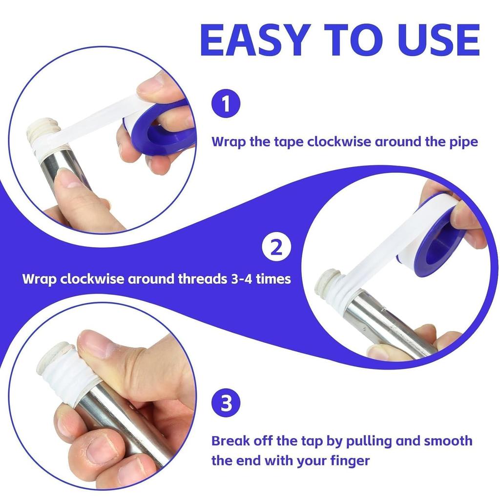 Plumbing Sealant Tape 10PCS – Leak-Proof Thread Seal Tape for Water/Gas Pipes, No Oil Needed, Easy Fix