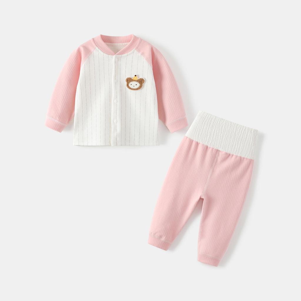 Комплект для младенца из чистого хлопка с высокой талией - Одежда для новорожденных на осень/весну и брюки с защитой животика