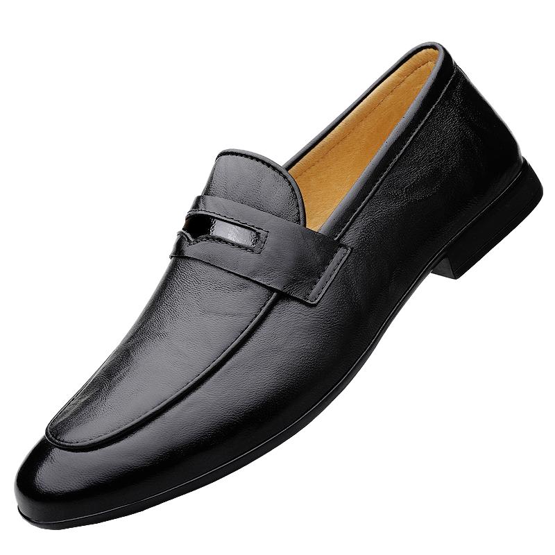 Мода 2025 Новая Мода Мужские Мокасины из Натуральной Кожи на Плоской Подошве Для Поездок Слипоны Деловая Обувь Однотонная Повседневная Кожаная Простая Обувь на Мягкой Подошве
