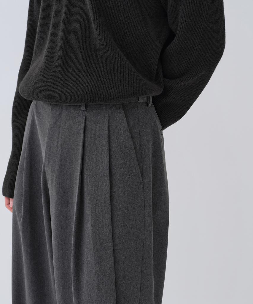 MUSINSA STANDARD Extra Wide Two-Tuck Hidden Elastic Waist Slacks [Medium Gray]