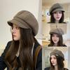Beret Women's Autumn Winter Versatile Solid Color Octagonal Hat Big Head Circumference Highlights Face Small Forward Hat Hats & Caps (women’s)