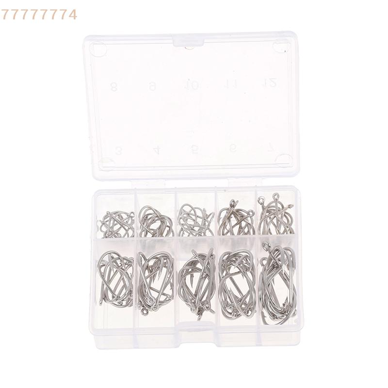 100pcs Small Accessories Circle Fishhook Carbon Steel Fishing Hooks Single Circle Fishhook Box Set Fishing Accessories