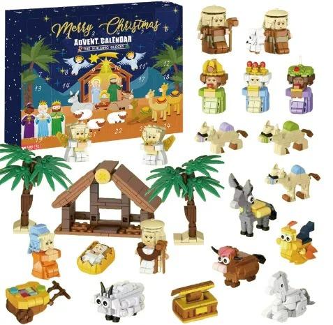 Advent Calendar BOX DIY Building Blocks Christmas Tree Santa Claus Deer 24 Days Countdown Calendar Blind box Kids Gift Navidad