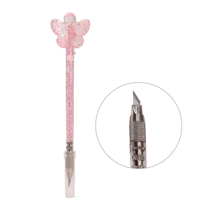 Exquisite Handmade Crushed Stone Butterfly Carving Pen Knife for Journals