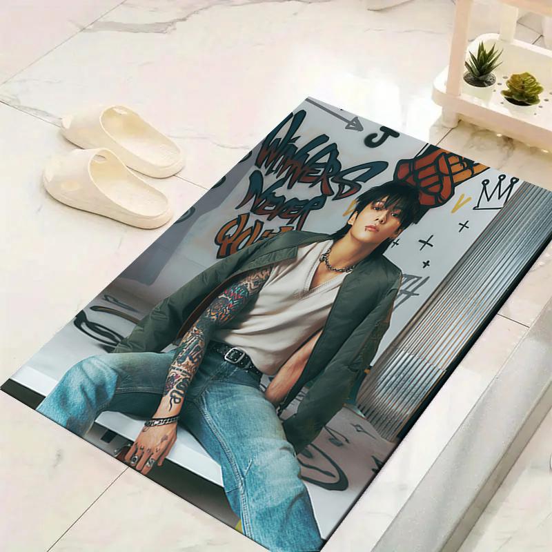 1Pc Street Art Tattoo Style Rug Office Carpet Indoor Outdoor Doormat Nonslip Soft Comfortable Living Christmas Halloween Xmas Gift D92465