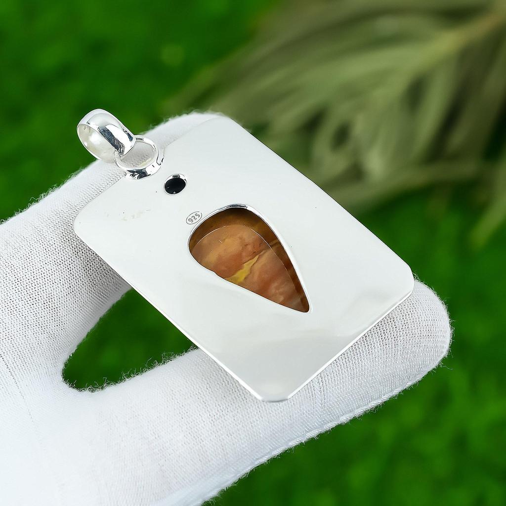 Натуральный Океанический Яшма Драгоценный Камень Ювелирное Изделие Подвеска из Стерлингового Серебра 925 пробы для Женщин