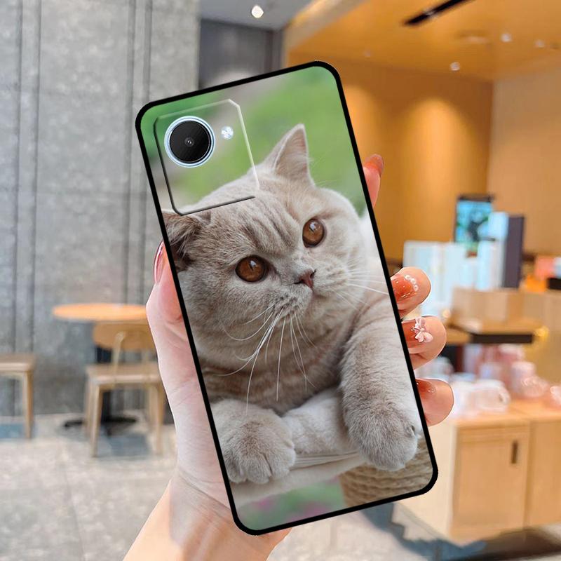 Чехол для британской короткошерстной кошки для Realme C55 C33 C31 C35 C30 C11 C15 C25s C21Y GT Neo 5 3T 2T 8 9 10 11 Pro Plus