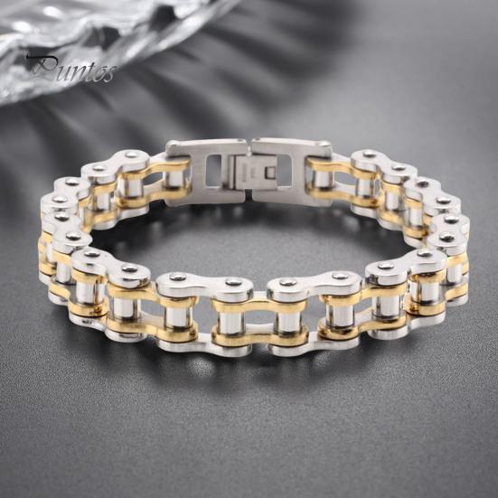 Браслет унисекс с дизайном мотоциклетной цепи из нержавеющей стали в стиле панк-хип-хоп, гладкий браслет на запястье для различных случаев