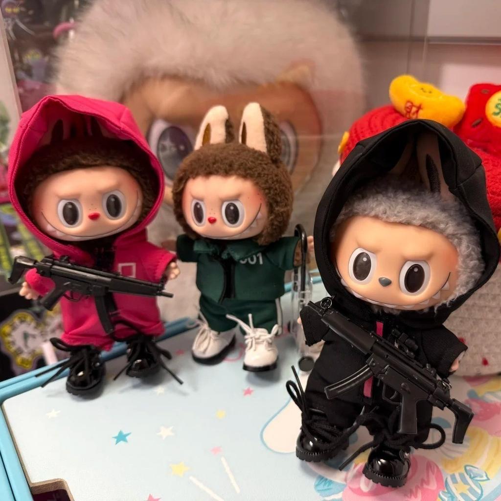 (Clothes Only) Seafood Game Collection Line Figure Clothes Outfit Face Cover Shoes for Labubu V1V2V3 Polyvinyl Chloride Material Figure Baby Clothes