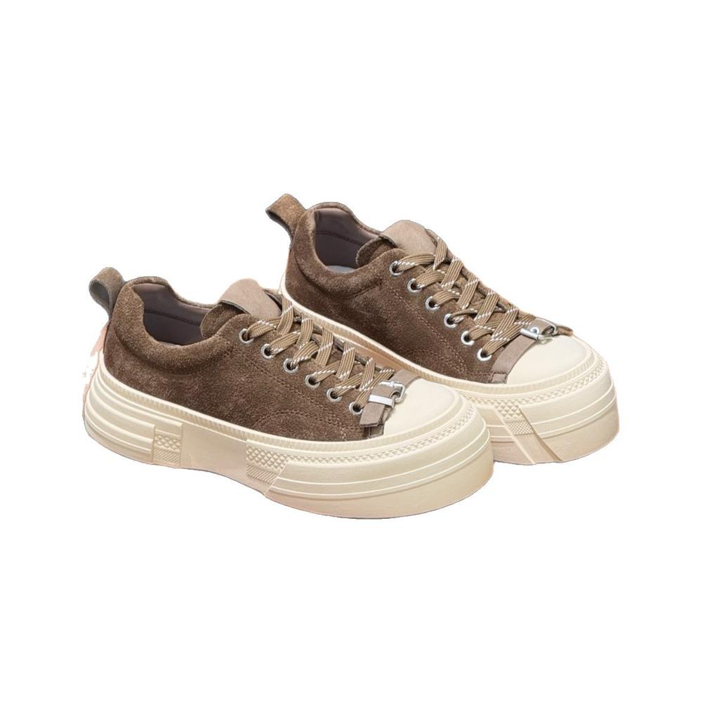 Ретро женские кеды из коровьей кожи, тренд инс, ранняя осень 2025, новая нишевая деконструкция на толстой подошве, увеличивающие рост, повседневные спортивные туфли