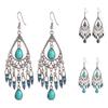 Bohemian Women Water Drop Rhinestone Tassel Dangle Hook Earrings Jewelry Gift