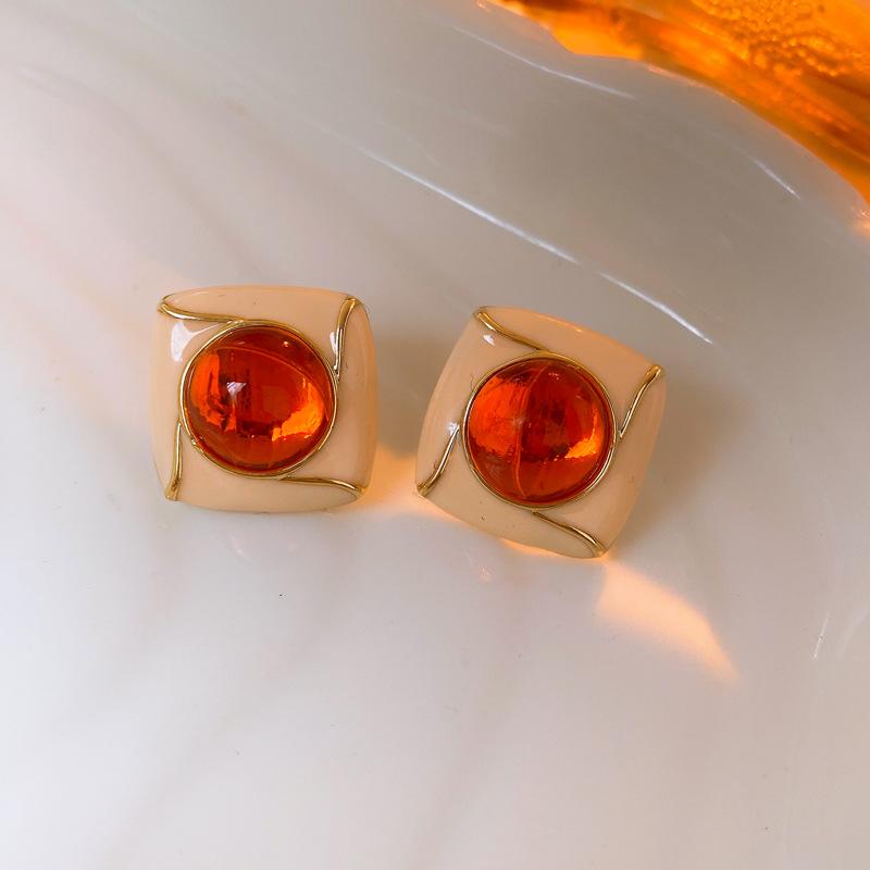 Серьги с квадратной капающей масляной подвеской и золотым гальваническим покрытием из серебра, атмосферные серьги в стиле ретро