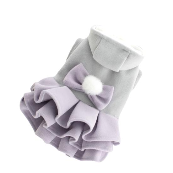 Yousheng Pet Cats Dog Clothes Multi-Layer with Bow-tie Ball Decoration 2-Legged Easy To Wear Hooded Pet Dress