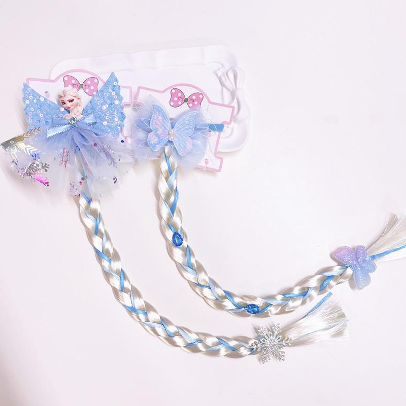 Детский милый парик-хвост с косичкой из сетки, украшенный морской звездой, жемчугом и бантом