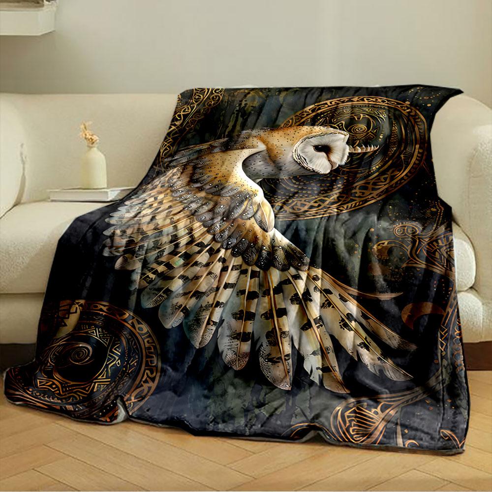 Majestic Owl with Celtic Design for all seasons blanket lunch break throw gift