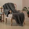 Summer AC Flannel Blanket Thickened Double-sided Plush Striped Texture Solid Color Office Nap