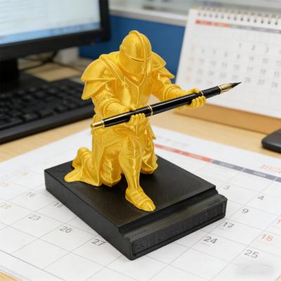 3D-печатный держатель для ручек в виде рыцаря, многофункциональная подставка для карандашей в виде коленопреклоненного рыцаря, украшение для домашнего офиса, настольное украшение