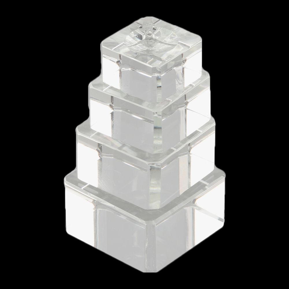 Ornament Home Decoration Square Glass Holder Wood Pedestal Crystal Sphere Base Transparent Support