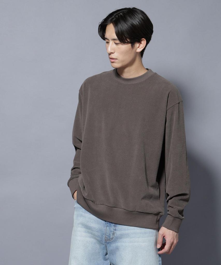 Nano Universe Mall JQD Corduroy Crew Neck Pullover, Men's, Size M, 185, Khaki Gray, 668-5223231