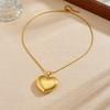DIEYURO 316L Stainless Steel Golden Classic Hollow Big Heart Pendant Necklace For Women Classic Waterproof Neck Chain Jewelry
