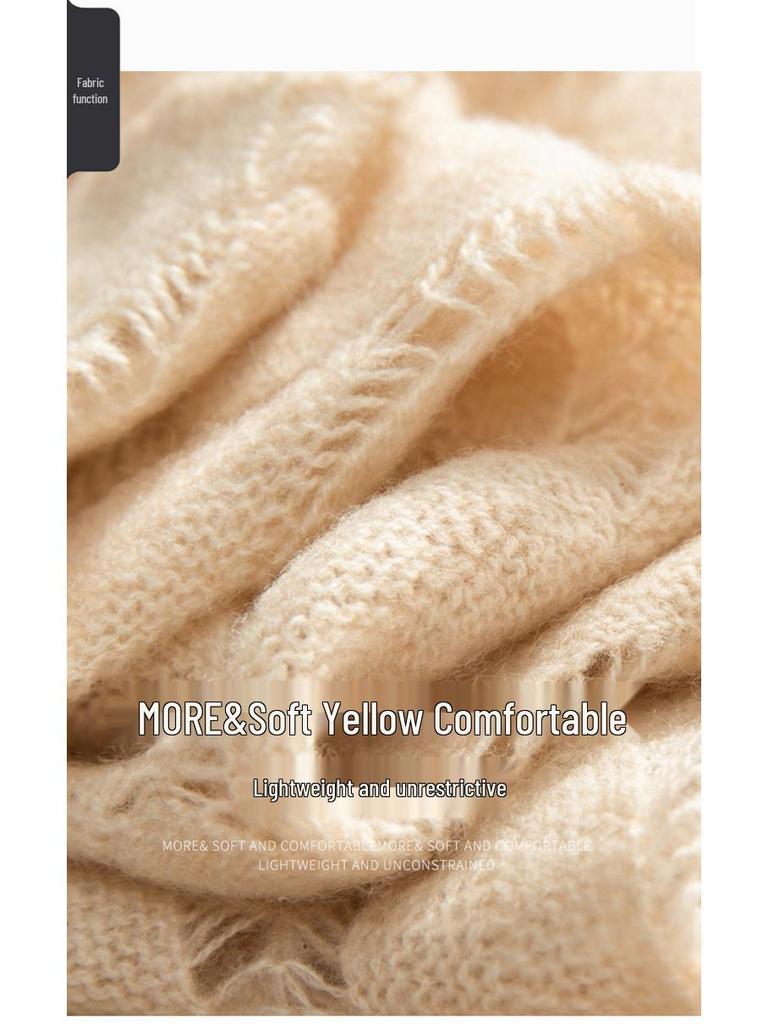 Women's High-End French Cashmere Sweater: Hollowed-Out, Round Neck, Bell Sleeves, 2024 Trend