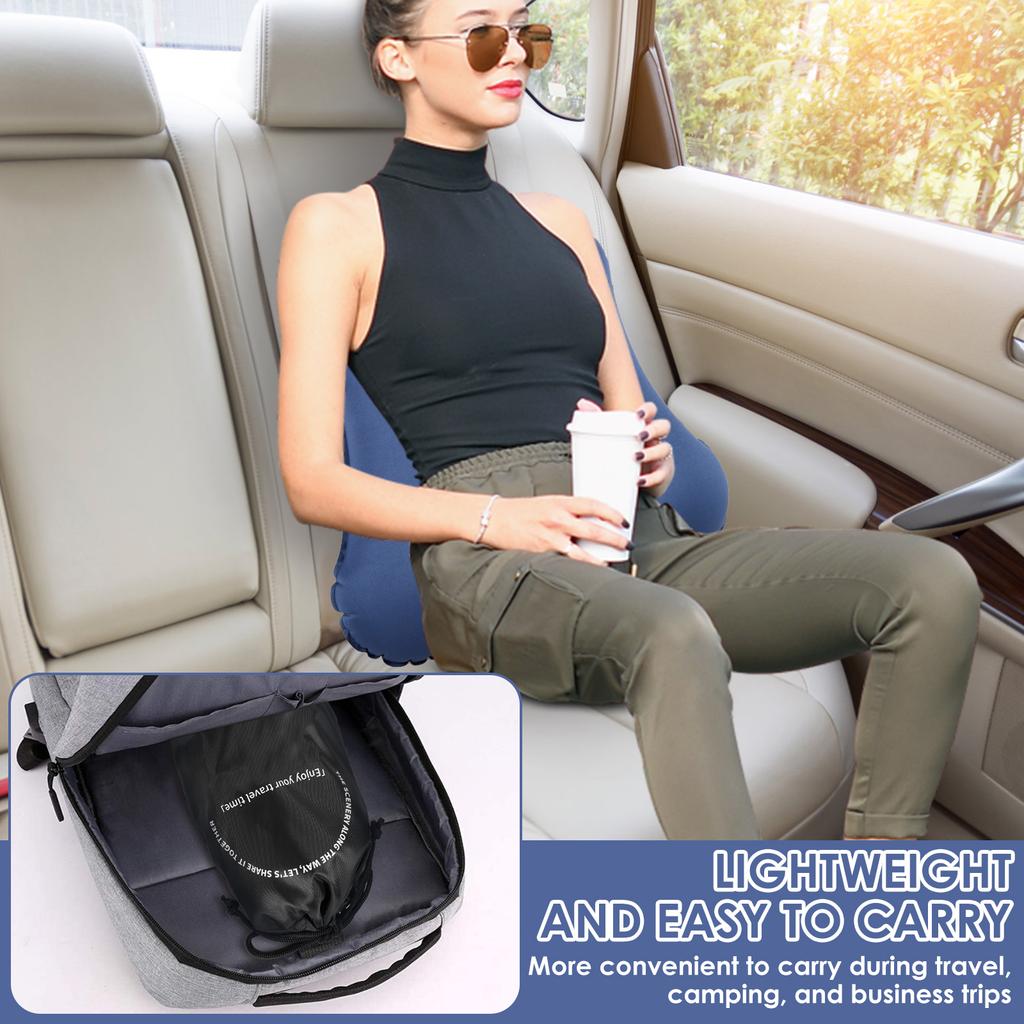Inflatable Lumbar Support Pillow Ergonomic Portable Back Support Pillow Comfortable Office Chair Cushion for Home Car Traveling