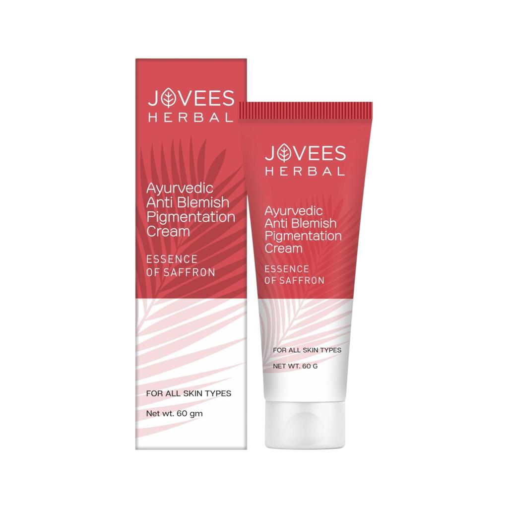 Jovees Herbal Anti Blemish Pigmentation Cream With Saffron Essence For Dark Spots Blemish Reduction Brightening And Even Skin Tone 60gm