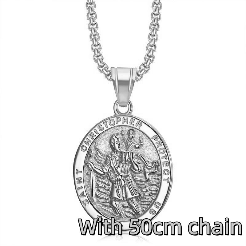 1pc, 316L Stainless Steel Jewelry, St. Christopher Cross Pendant, Simple, Street Wear, Parties, Daily Wear, Gift for Men Women