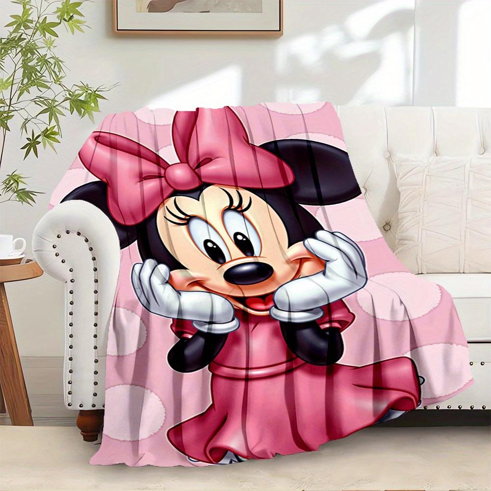 1pc Flannel Minnie Mouse Pink Polka Dot Bedding Throw Blanket Sofa Cover Gift Home Decor Lightweight Soft Warm