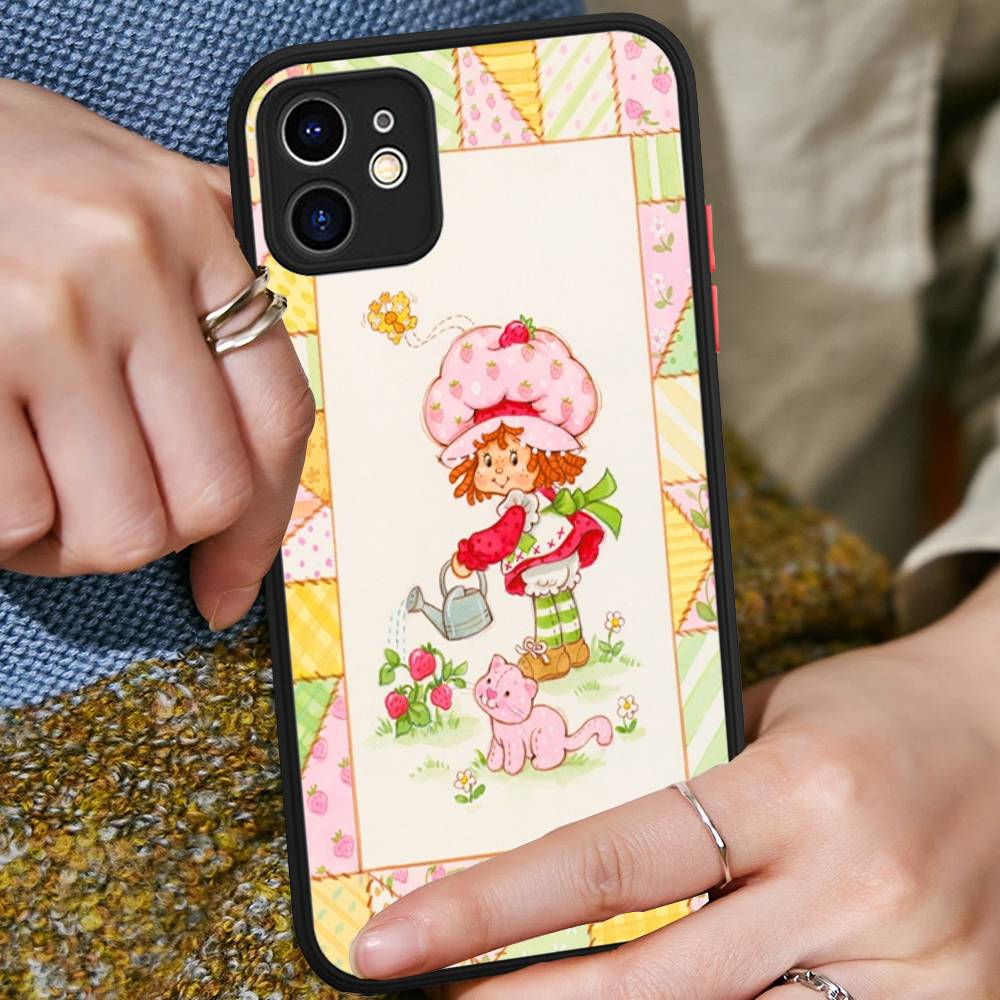 S-Девочка с клубничным тортом Для IPhone 16 Pro Max 15 14 13 12 11 XS MAX X Plus Конфетный Цвет Матовый ТПУ Чехол для Телефона