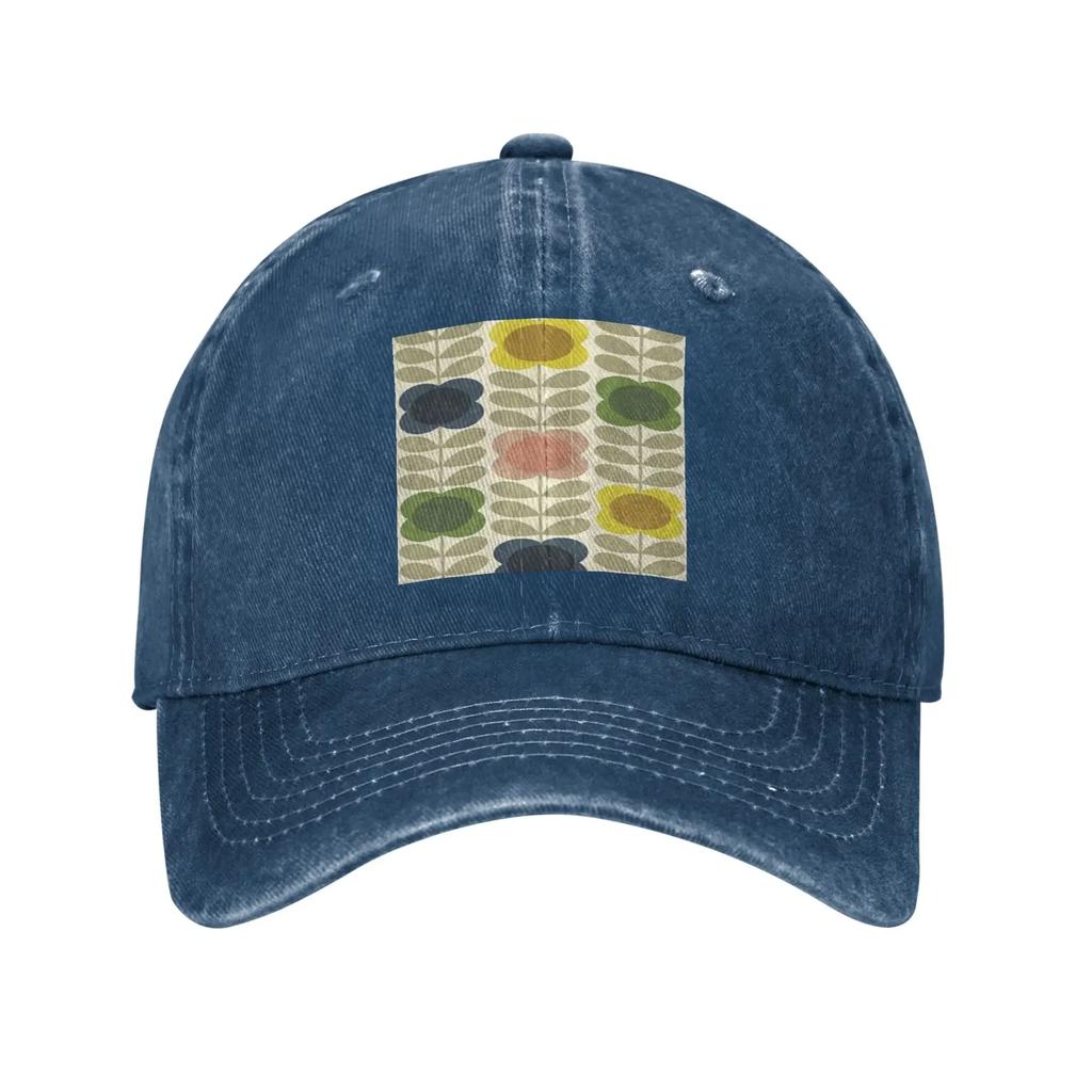 orla kiely multi stem flowers colorful flowers Washed Denim Cap Baseball Caps Adjustable Hat Summer Unisex Baseball Hats