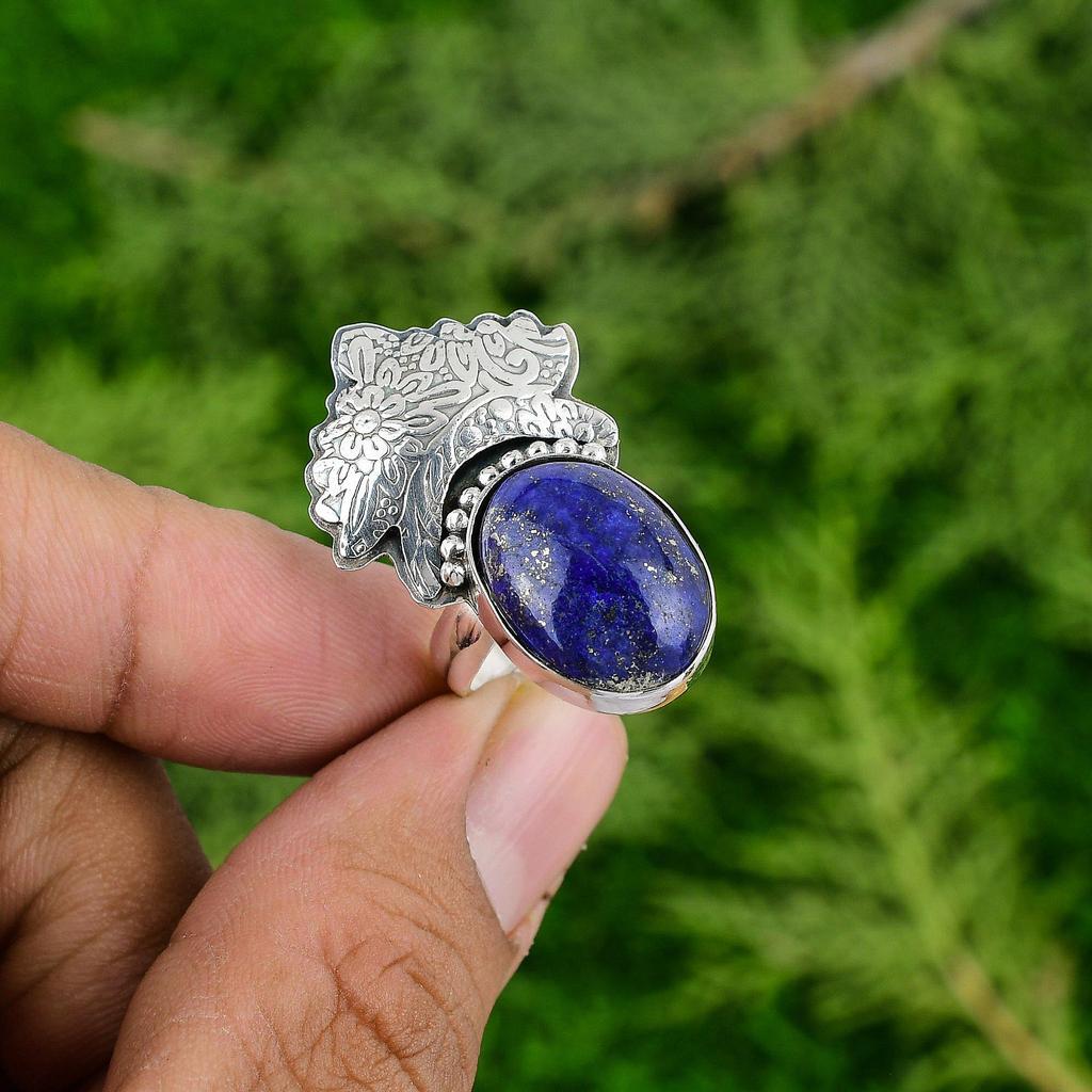 Lapis Lazuli Gemstone Sister Stackable Promise Ring Jewelry 925 Sterling Silver